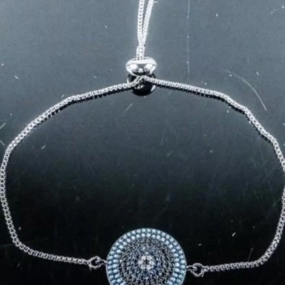 14k White Gold Plated Bracelet 177 Pave and Bezel Set Swarovski elements - Picture 2 of 3